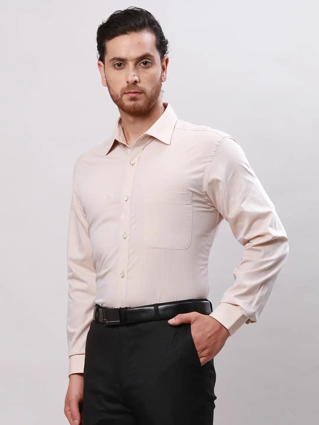 Raymond Men Violet Slim Fit Structure Cotton Shirts