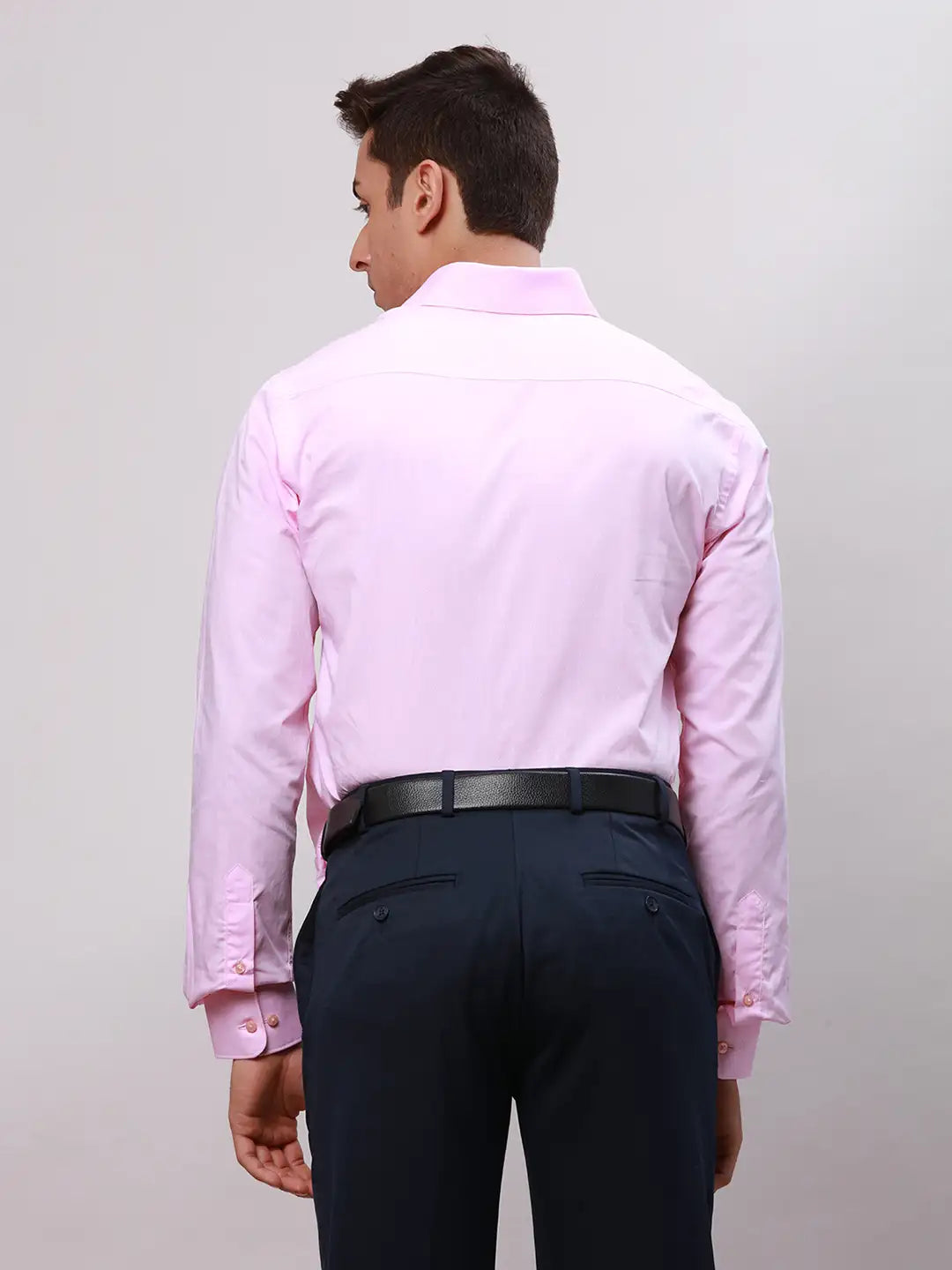 Raymond Men Yellow Slim Fit Self Design Cotton Full Sleeve Cut Away Shirt