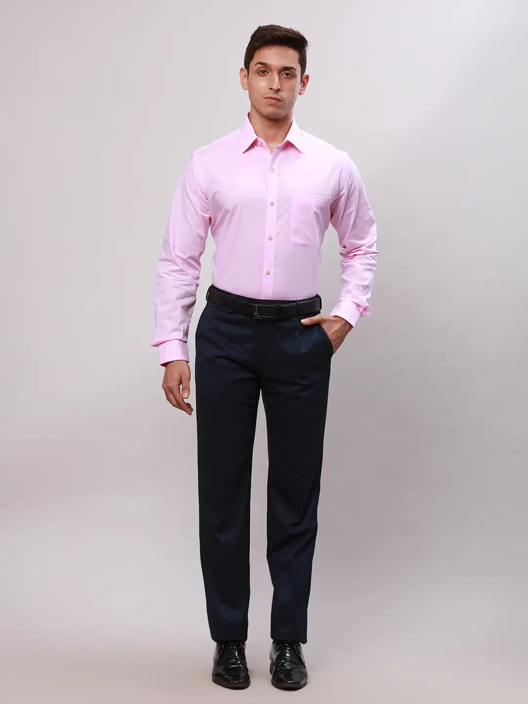 Raymond Men Yellow Slim Fit Self Design Cotton Full Sleeve Cut Away Shirt