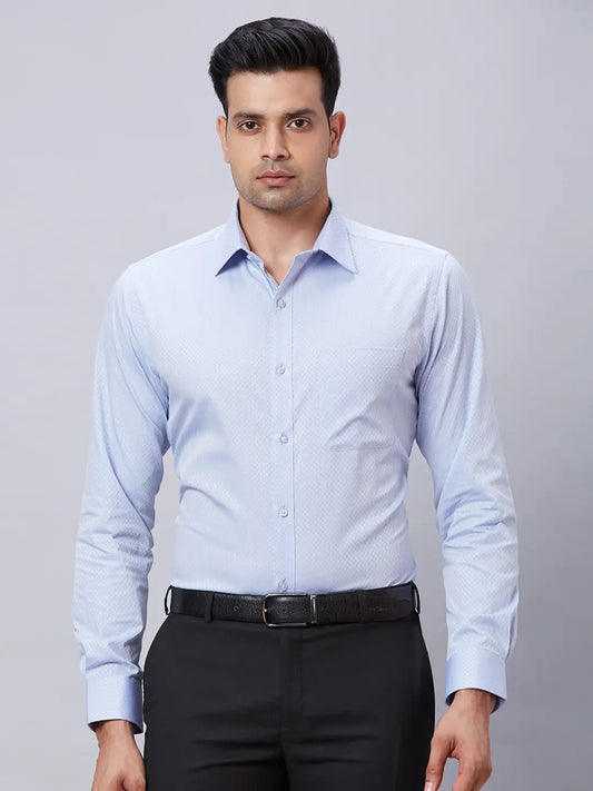 Men Grey Slim Fit Structure Cotton Shirts