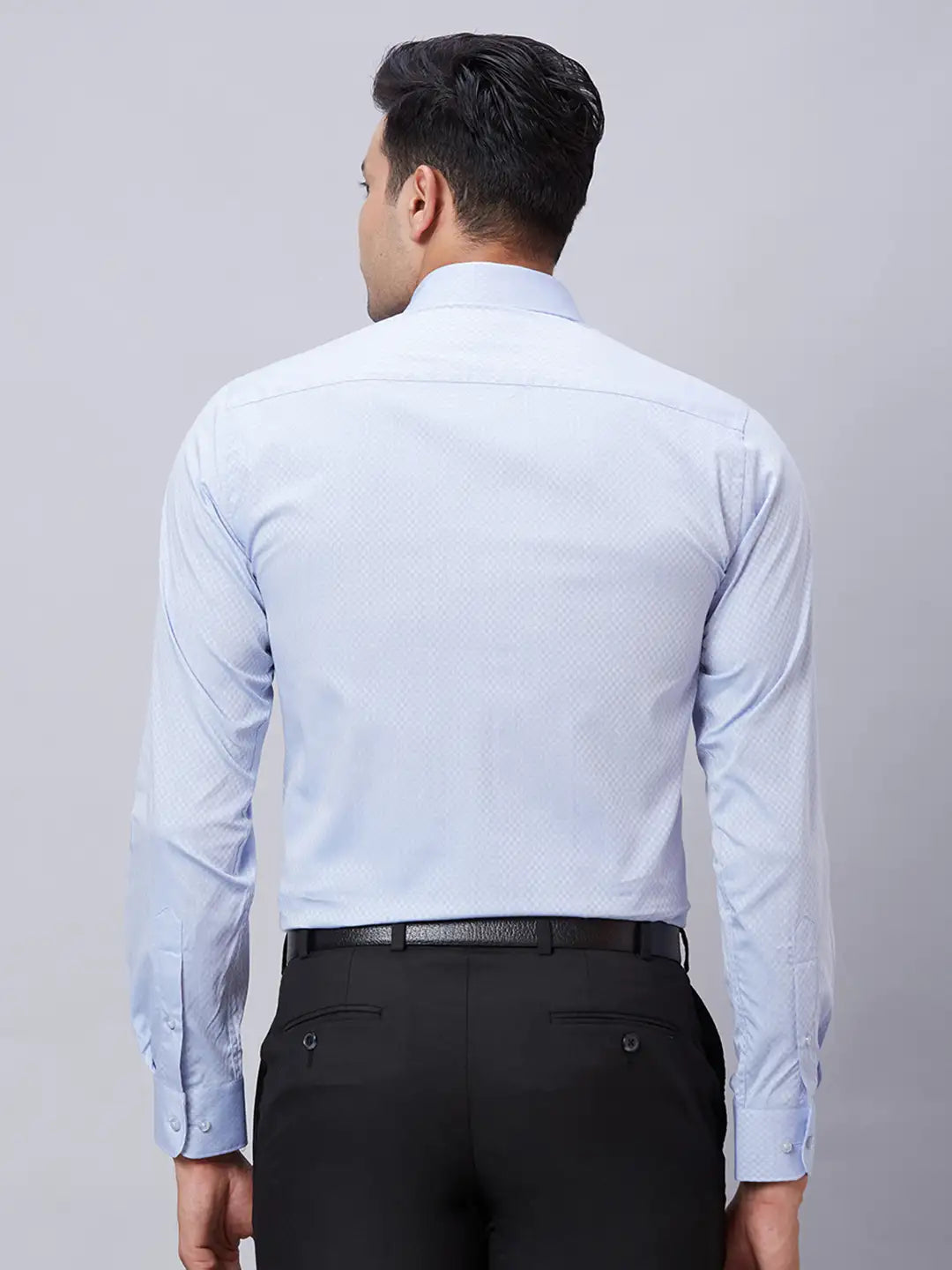 Men Grey Slim Fit Structure Cotton Shirts