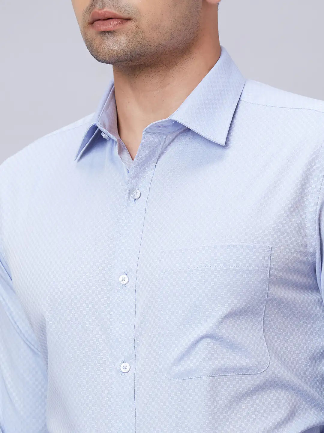 Men Grey Slim Fit Structure Cotton Shirts