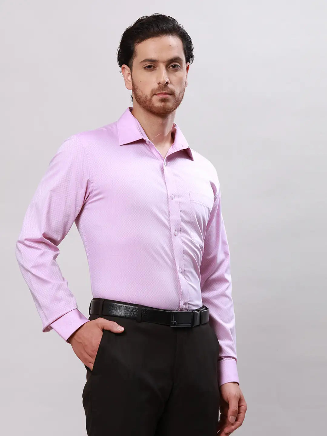 Raymond Men Blue Slim Fit Structure Cotton Shirts