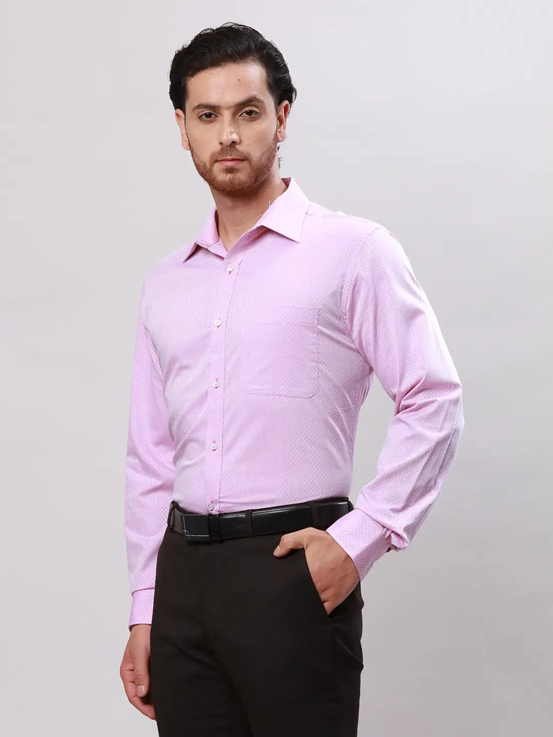 Raymond Men Blue Slim Fit Structure Cotton Shirts