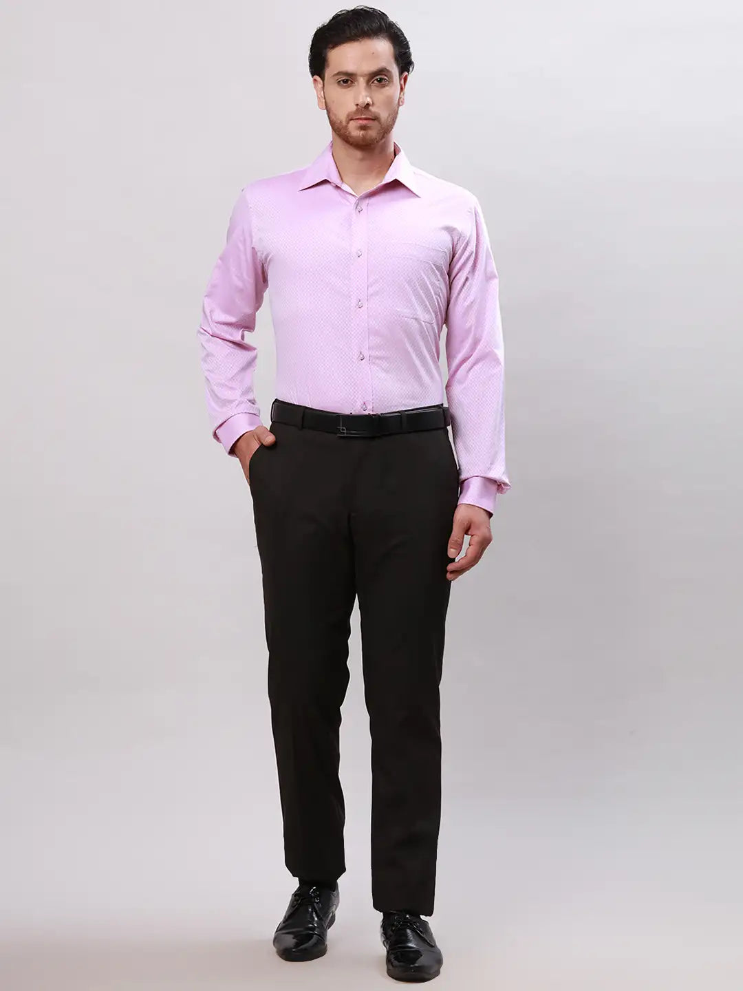Raymond Men Blue Slim Fit Structure Cotton Shirts