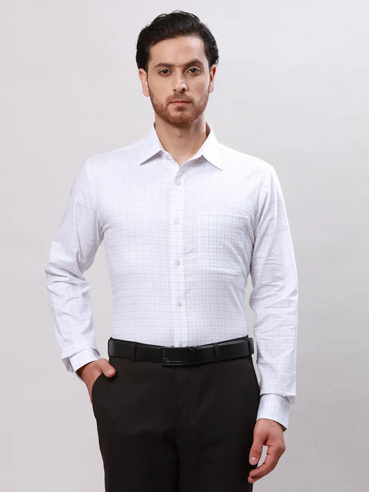 Raymond Men Grey Slim Fit Structure Cotton Shirts