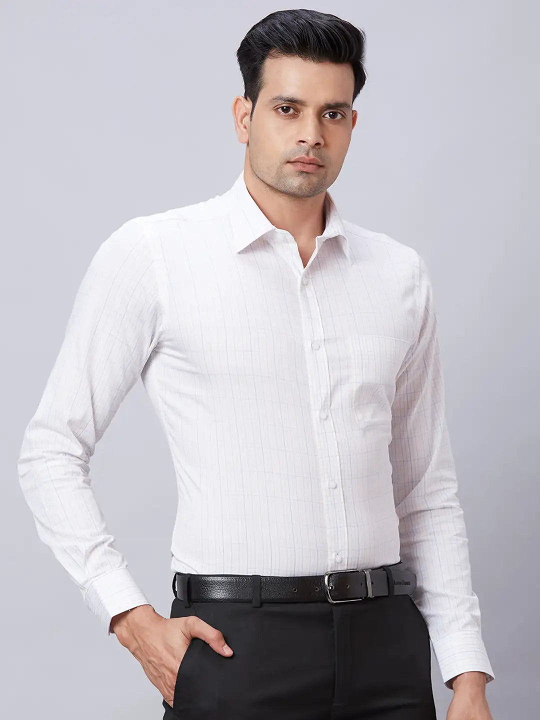 Men Green Slim Fit Structure Cotton Shirts