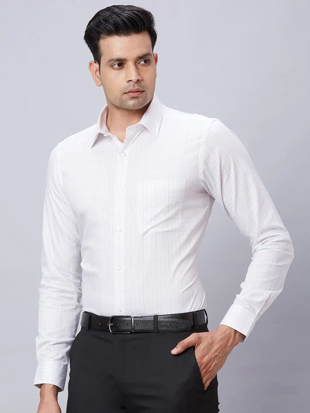 Men Green Slim Fit Structure Cotton Shirts