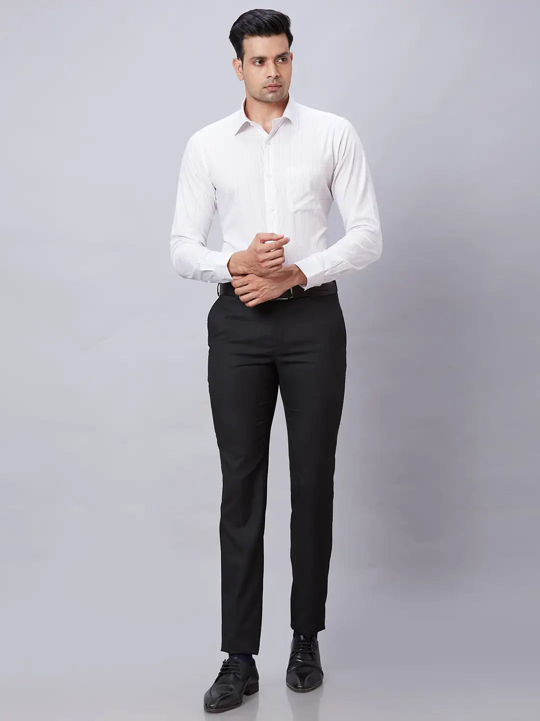 Men Green Slim Fit Structure Cotton Shirts