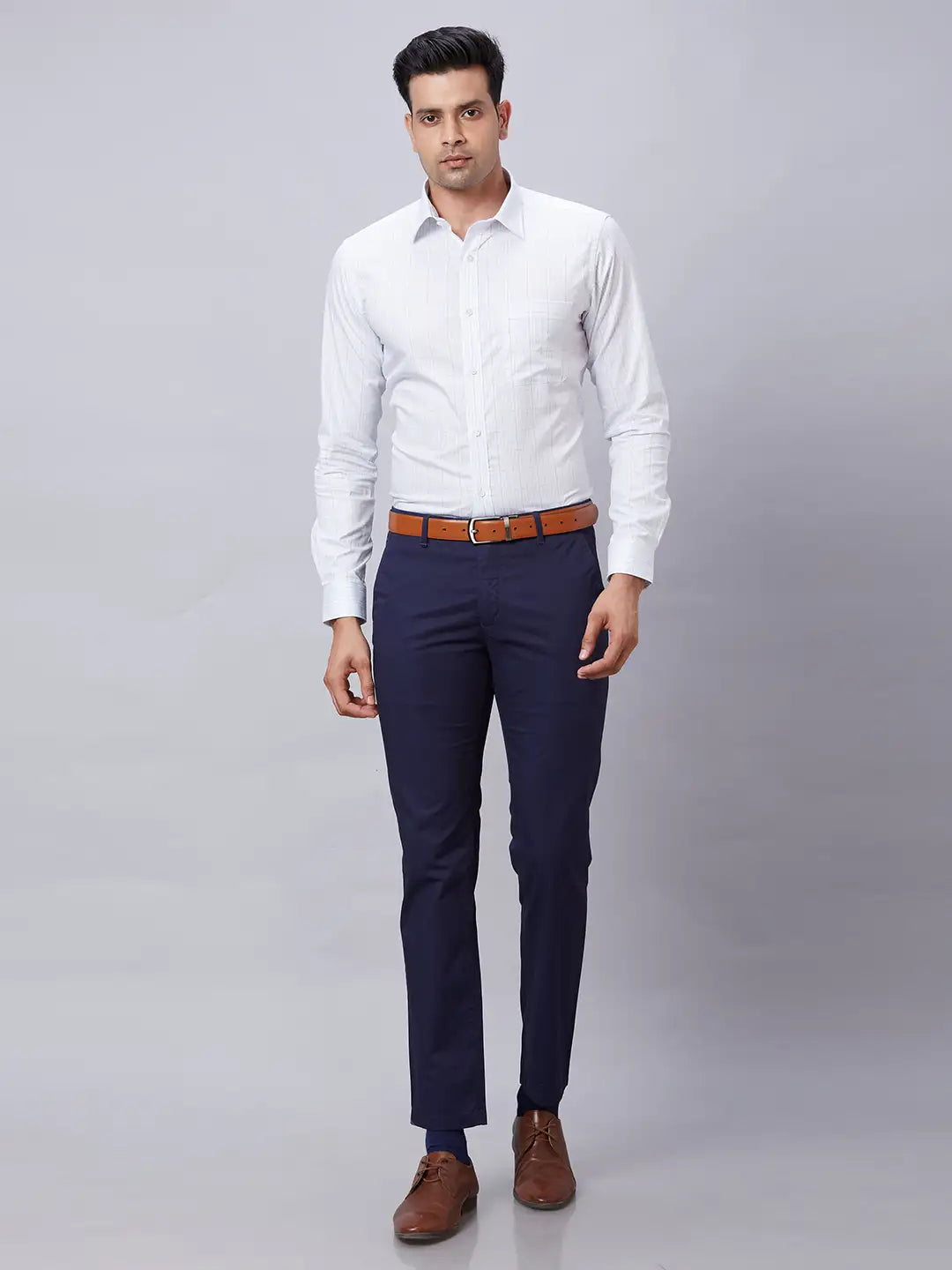 Raymond Men Violet Structure Slim Fit Cotton Shirt
