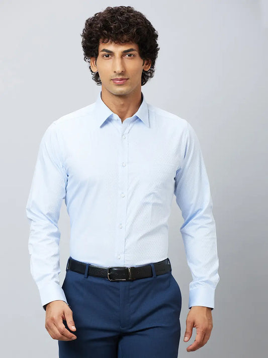 Raymond Men Blue Structure Slim Fit Cotton Shirts