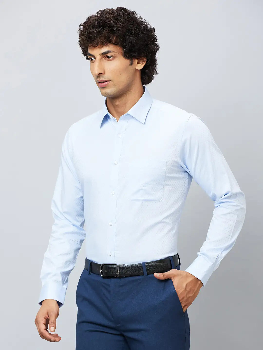 Raymond Men Blue Structure Slim Fit Cotton Shirts