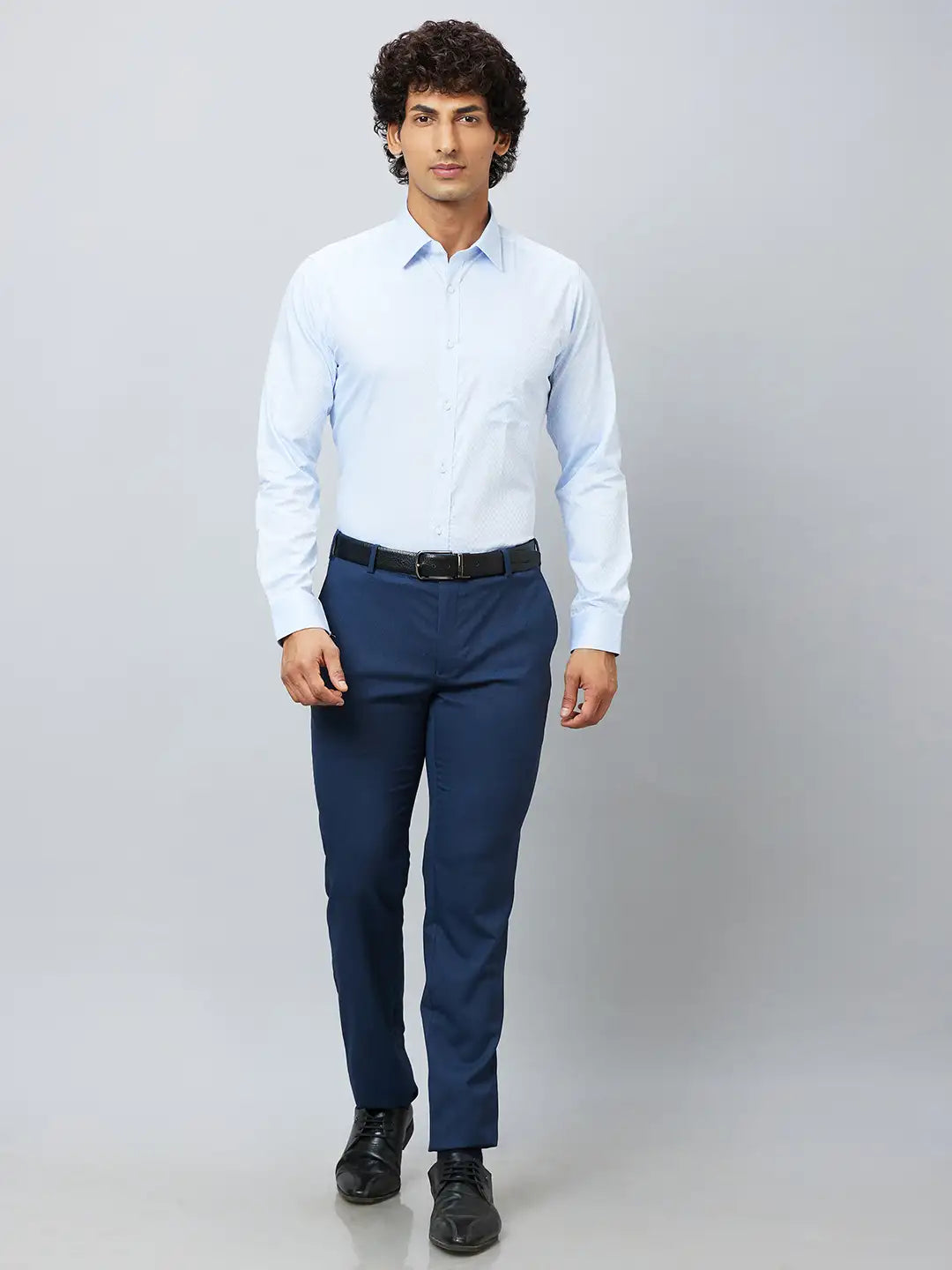 Raymond Men Blue Structure Slim Fit Cotton Shirts