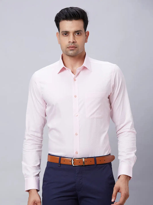 Raymond Men Violet Structure Slim Fit Cotton Shirt