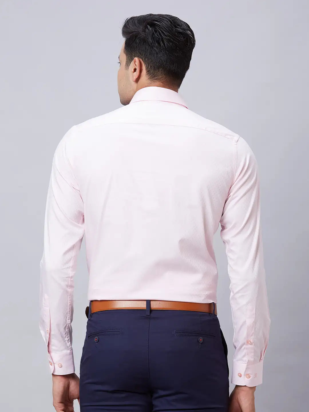 Raymond Men Violet Structure Slim Fit Cotton Shirt