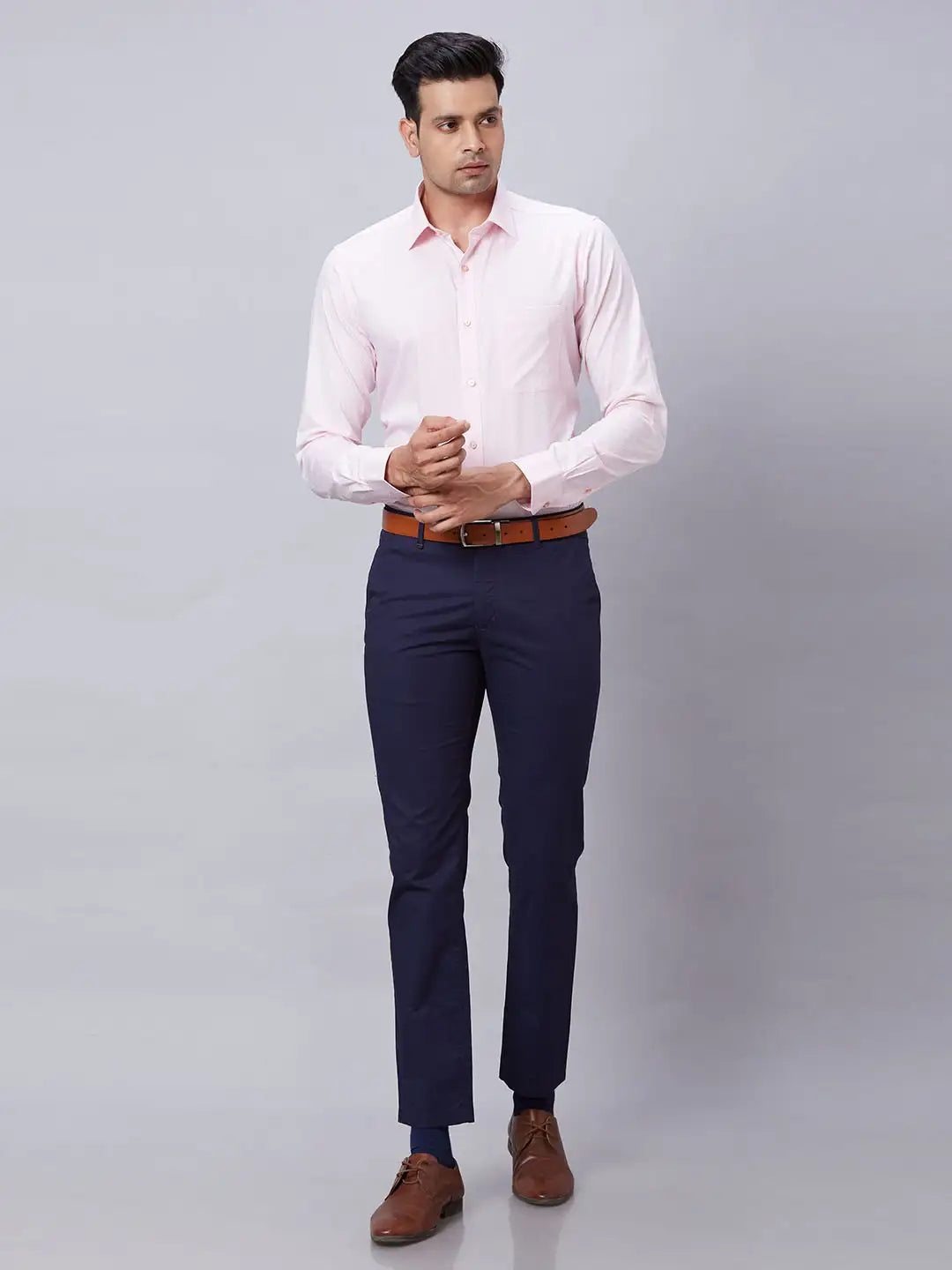 Raymond Men Violet Structure Slim Fit Cotton Shirt