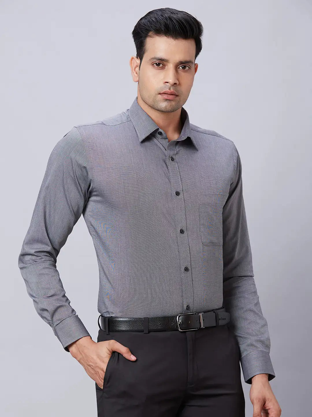 Men Red Slim Fit Structure Cotton Shirts