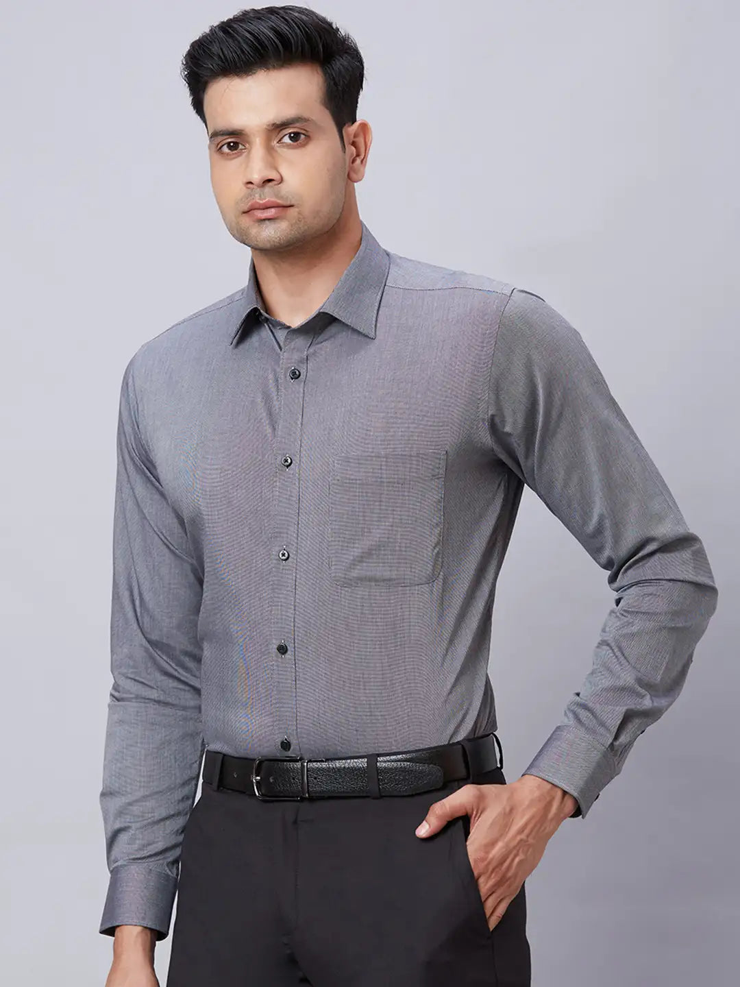 Men Red Slim Fit Structure Cotton Shirts