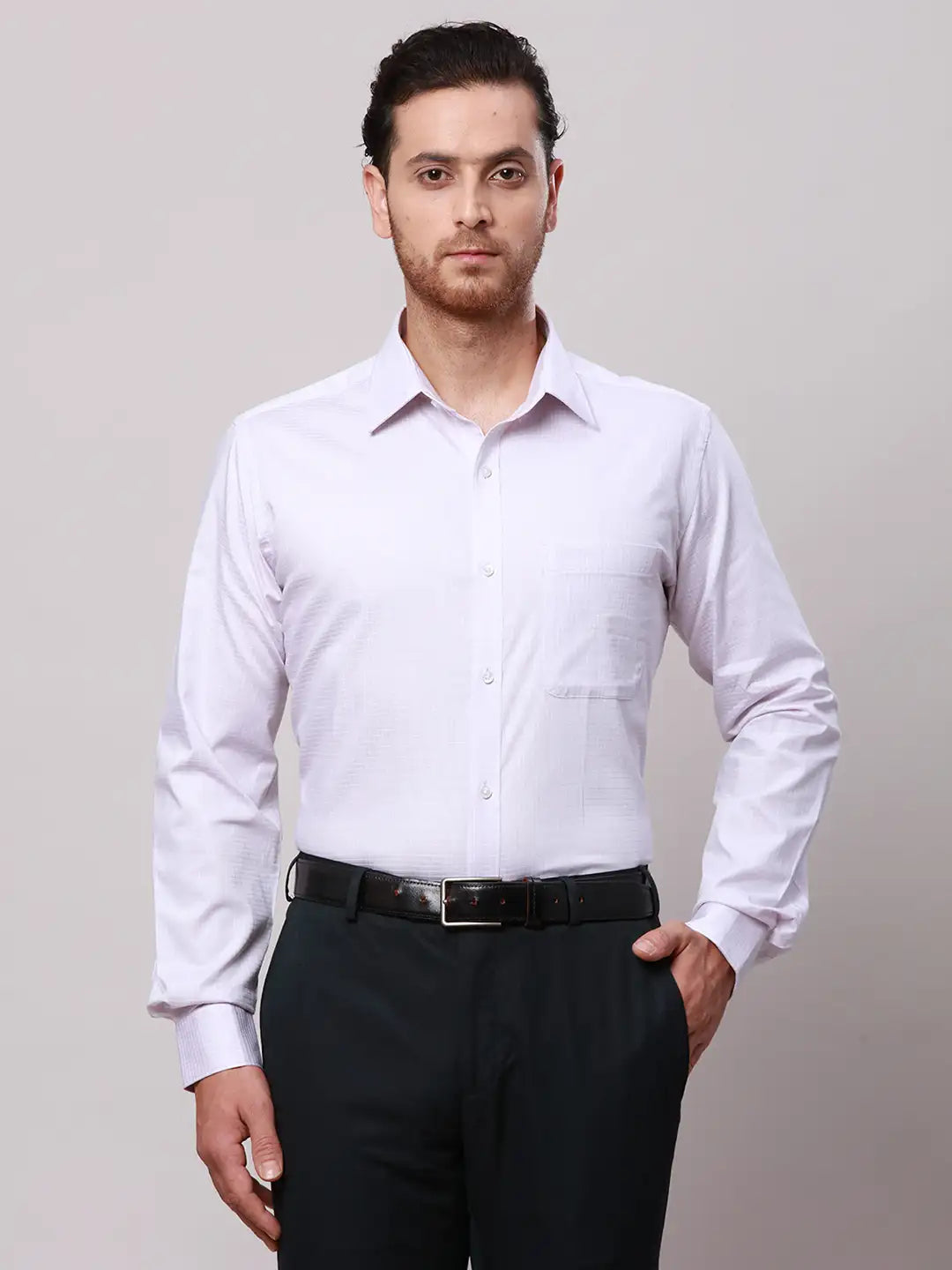 Raymond Men Blue Slim Fit Structure Cotton Shirts