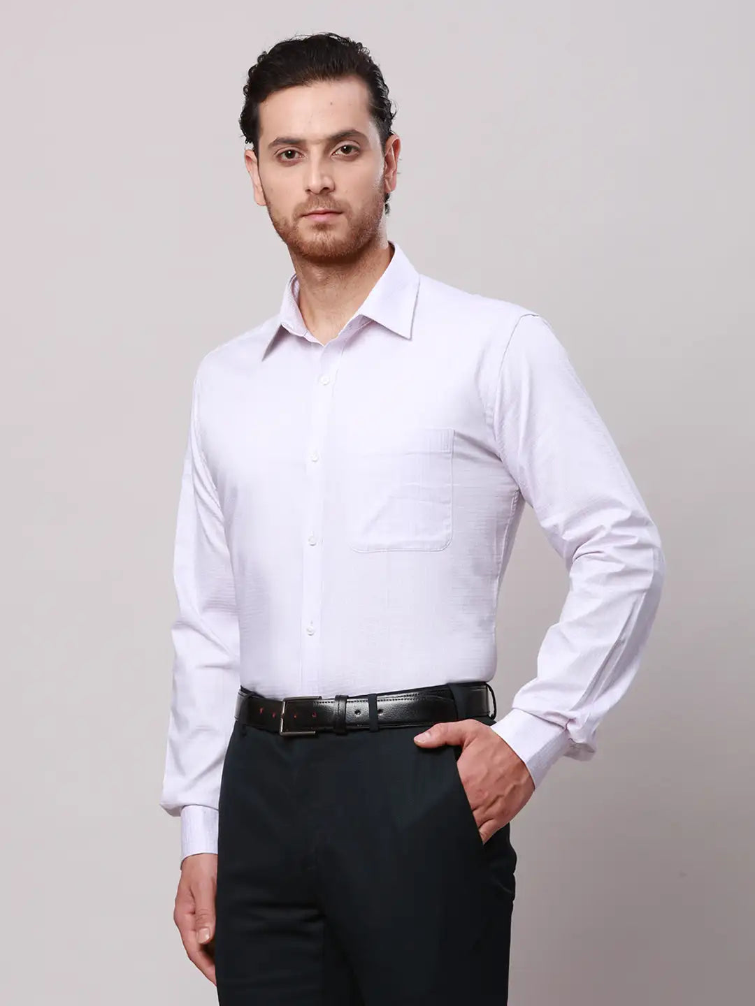 Raymond Men Blue Slim Fit Structure Cotton Shirts