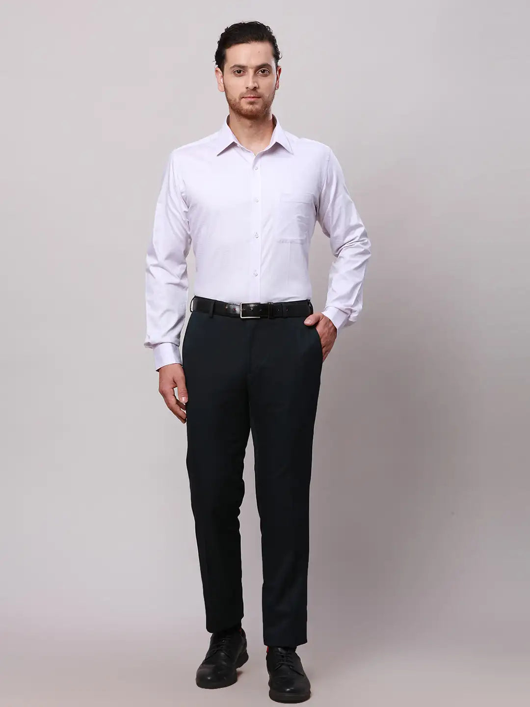 Raymond Men Blue Slim Fit Structure Cotton Shirts