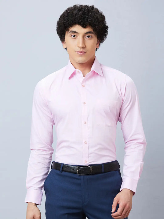 Raymond Men Red Structure Slim Fit Cotton Shirt