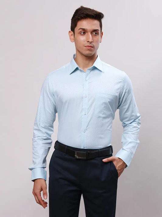 Raymond Men Red Slim Fit Structure Cotton Shirts