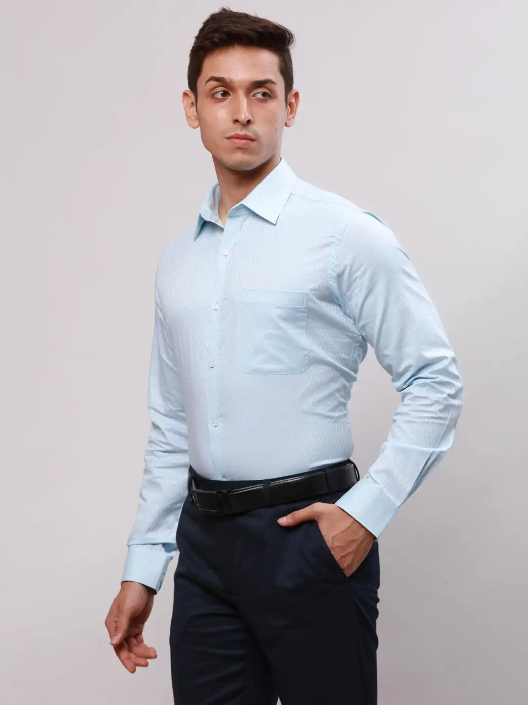 Raymond Men Red Slim Fit Structure Cotton Shirts