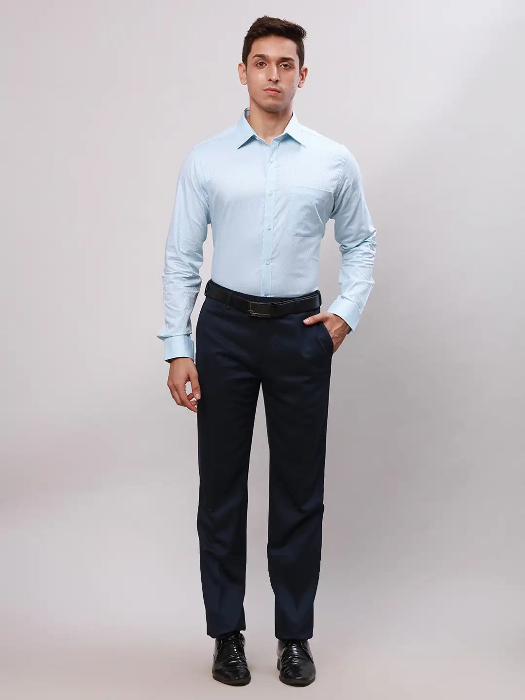 Raymond Men Red Slim Fit Structure Cotton Shirts