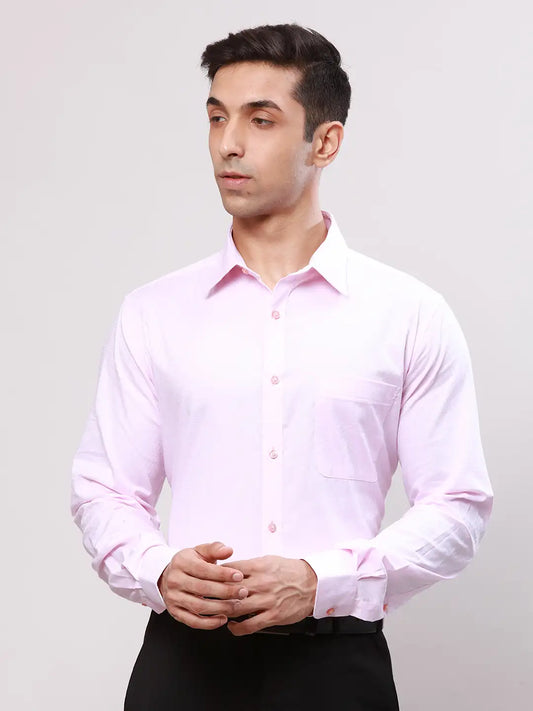 Raymond Men Violet Slim Fit Structure Cotton Shirts