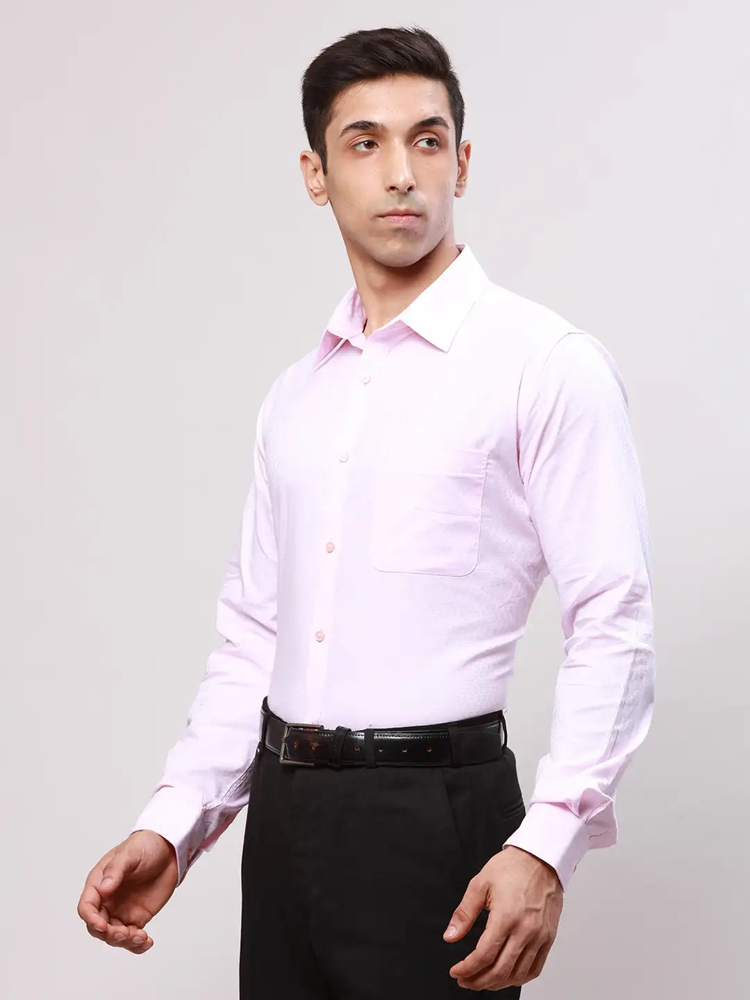 Raymond Men Violet Slim Fit Structure Cotton Shirts
