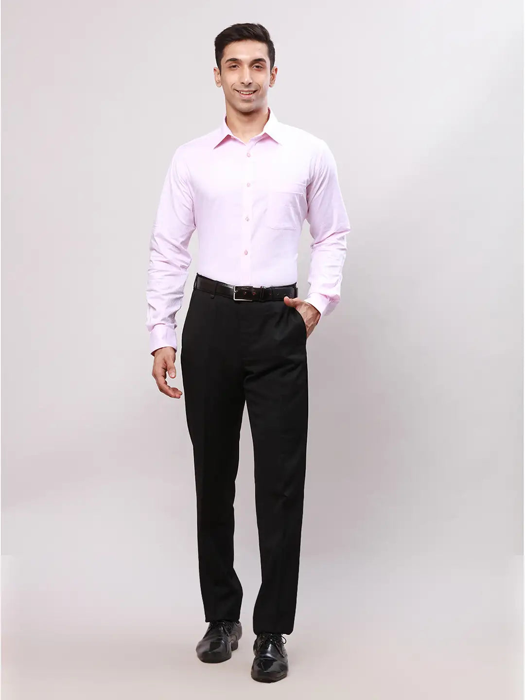 Raymond Men Violet Slim Fit Structure Cotton Shirts