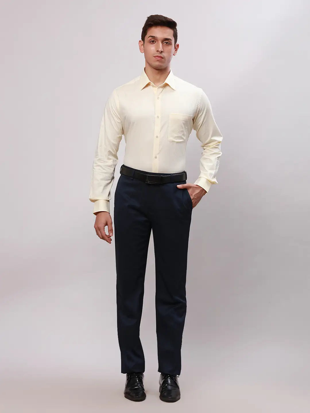 Parx Men Blue Tapered Fit Self Design Cotton Spandex Jeans