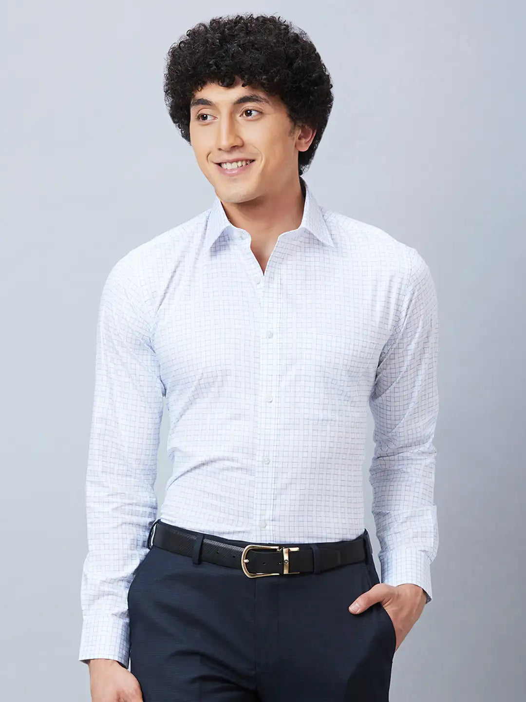 Raymond Men Blue Structure Slim Fit Cotton Shirt