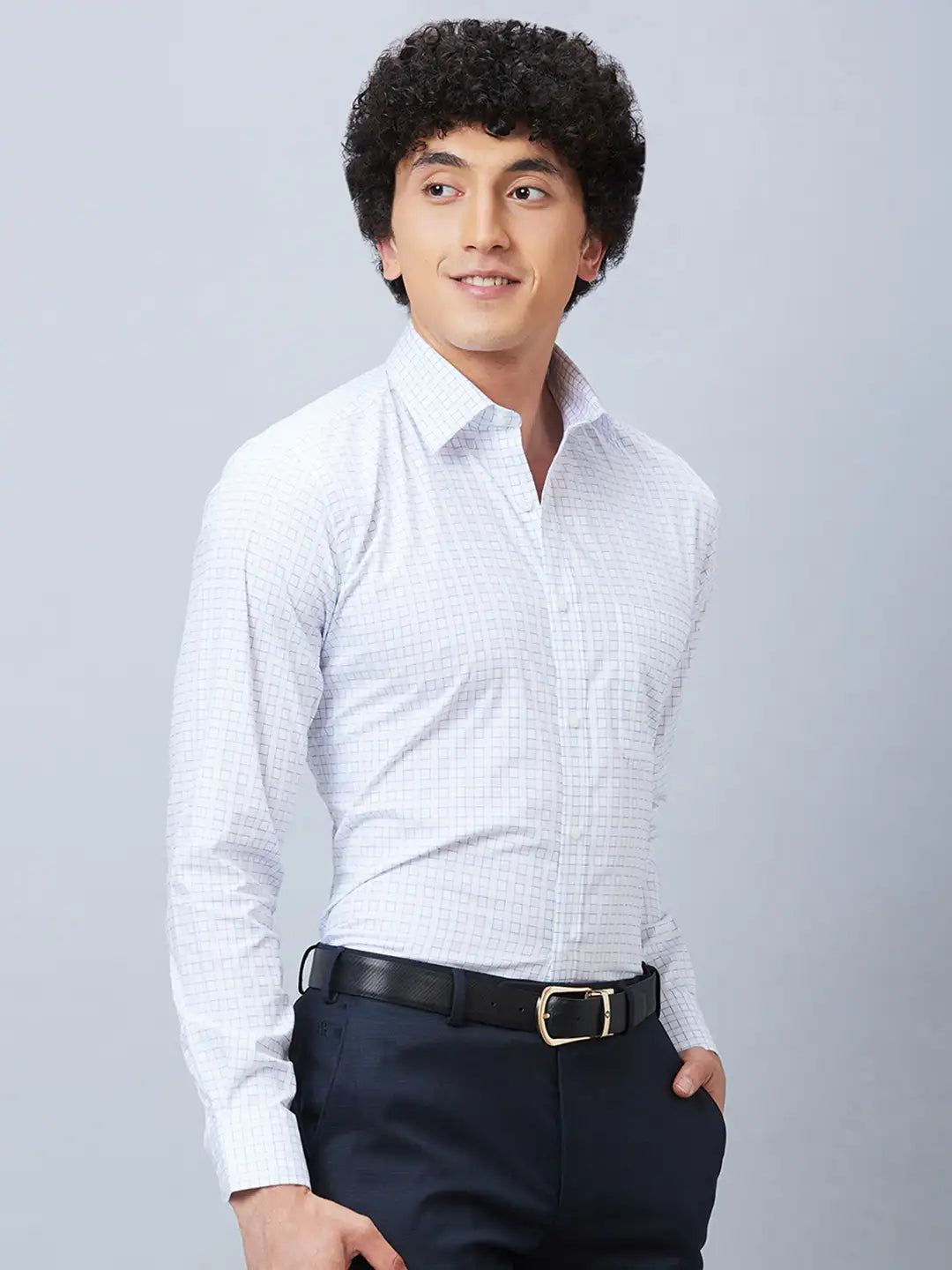 Raymond Men Blue Structure Slim Fit Cotton Shirt
