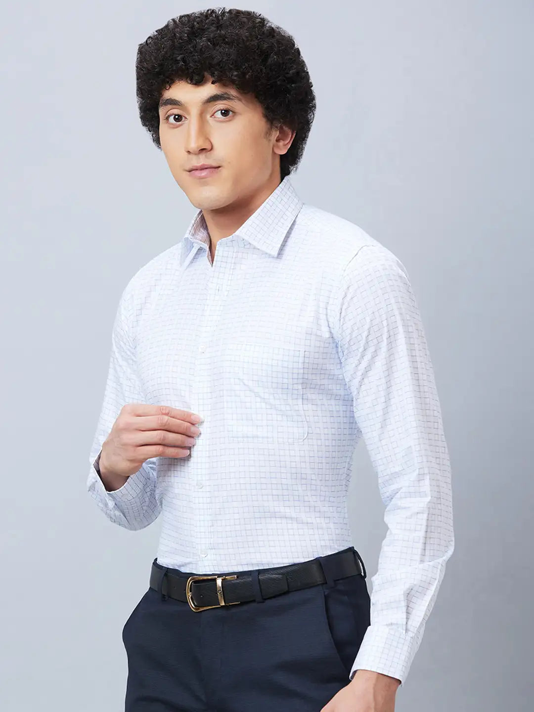 Raymond Men Blue Structure Slim Fit Cotton Shirt