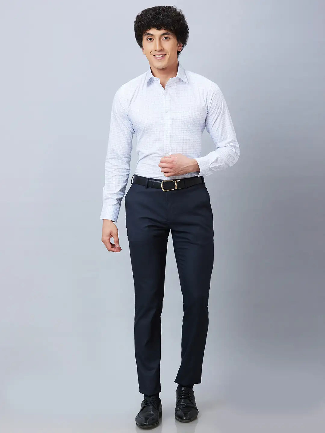 Raymond Men Blue Structure Slim Fit Cotton Shirt