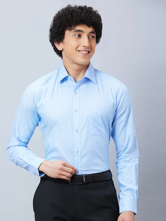 Raymond Men Blue Structure Slim Fit Cotton Shirt