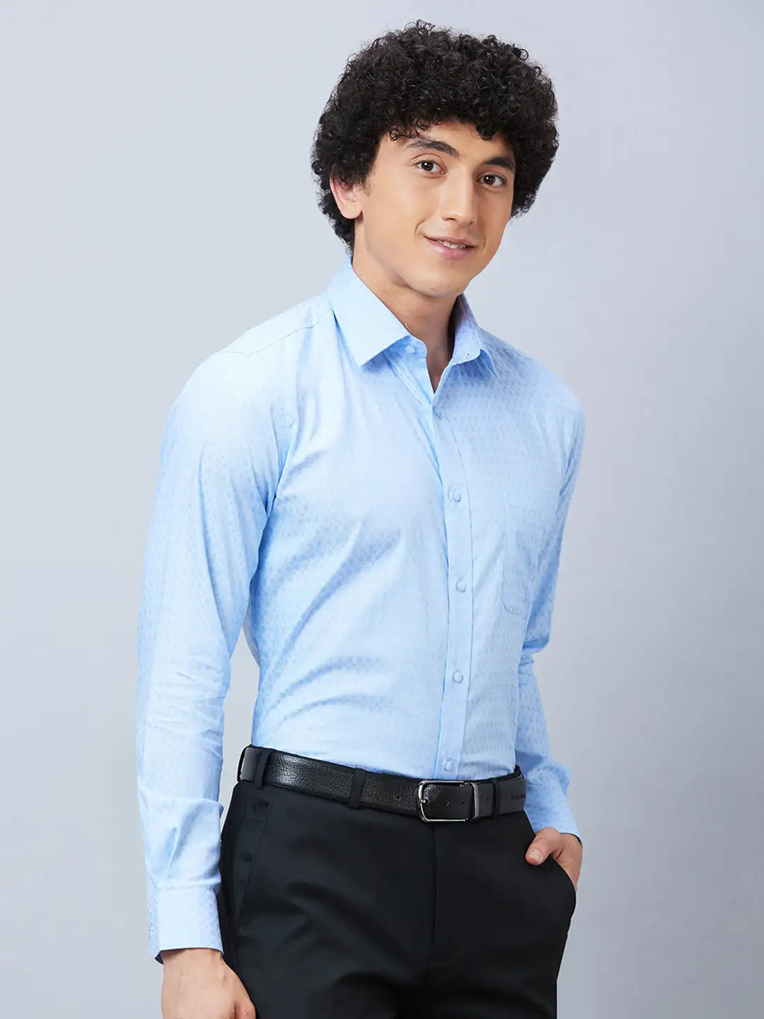 Raymond Men Blue Structure Slim Fit Cotton Shirt