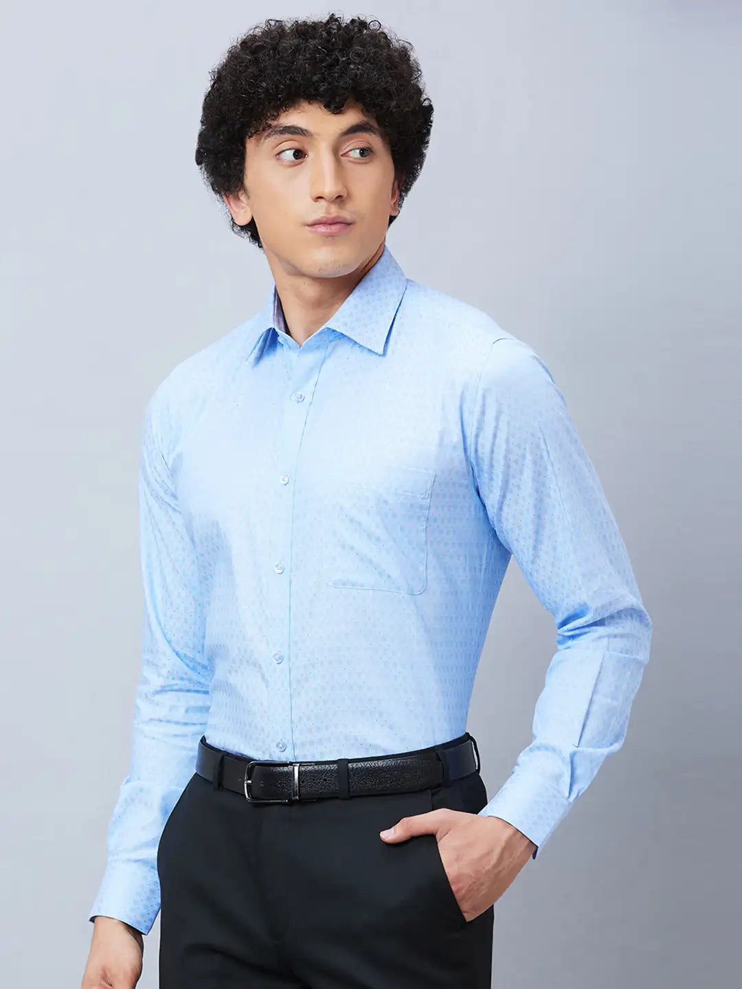 Raymond Men Blue Structure Slim Fit Cotton Shirt
