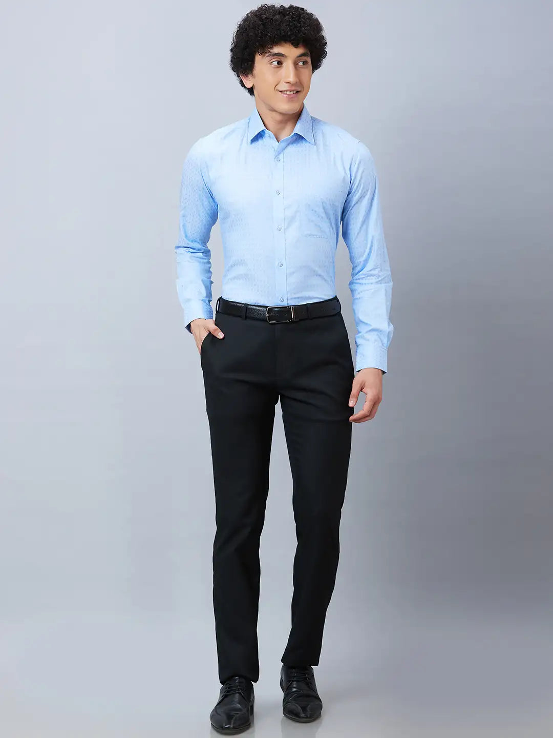 Raymond Men Blue Structure Slim Fit Cotton Shirt