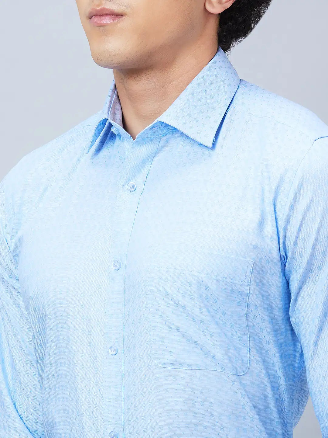 Raymond Men Blue Structure Slim Fit Cotton Shirt