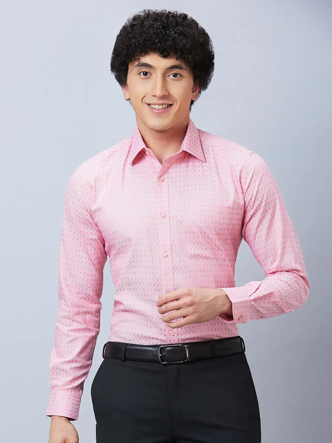 Raymond Men Green Structure Slim Fit Cotton Shirt