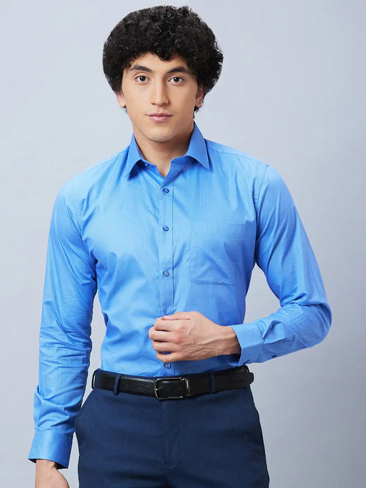 Raymond Men Petrol Structure Slim Fit Cotton Shirts