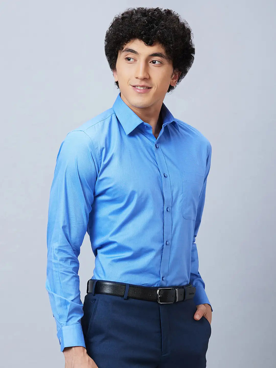 Raymond Men Petrol Structure Slim Fit Cotton Shirts