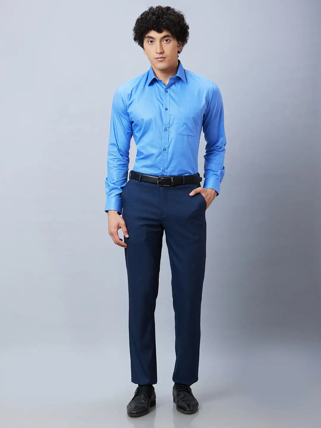 Raymond Men Petrol Structure Slim Fit Cotton Shirts