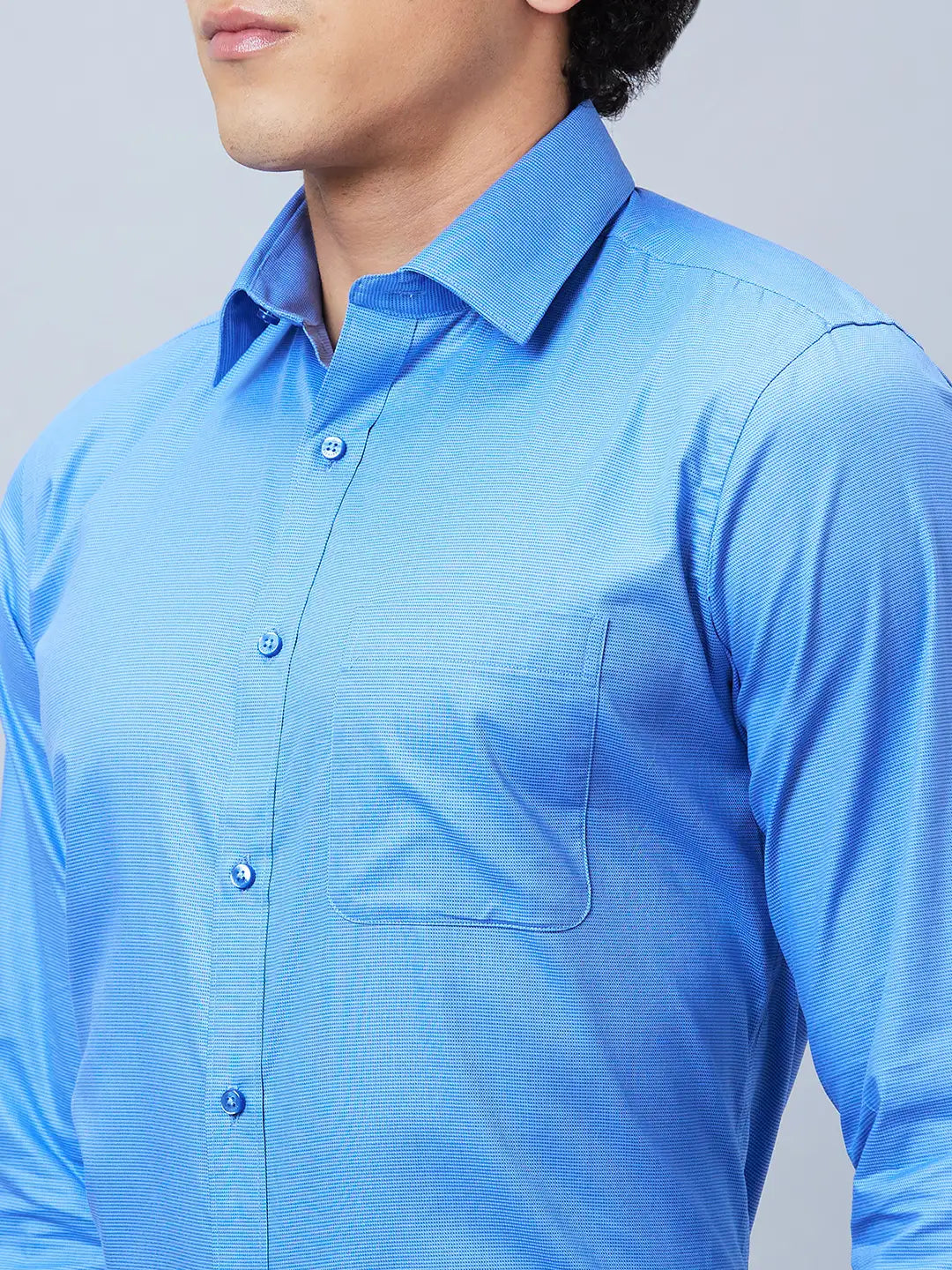 Raymond Men Petrol Structure Slim Fit Cotton Shirts