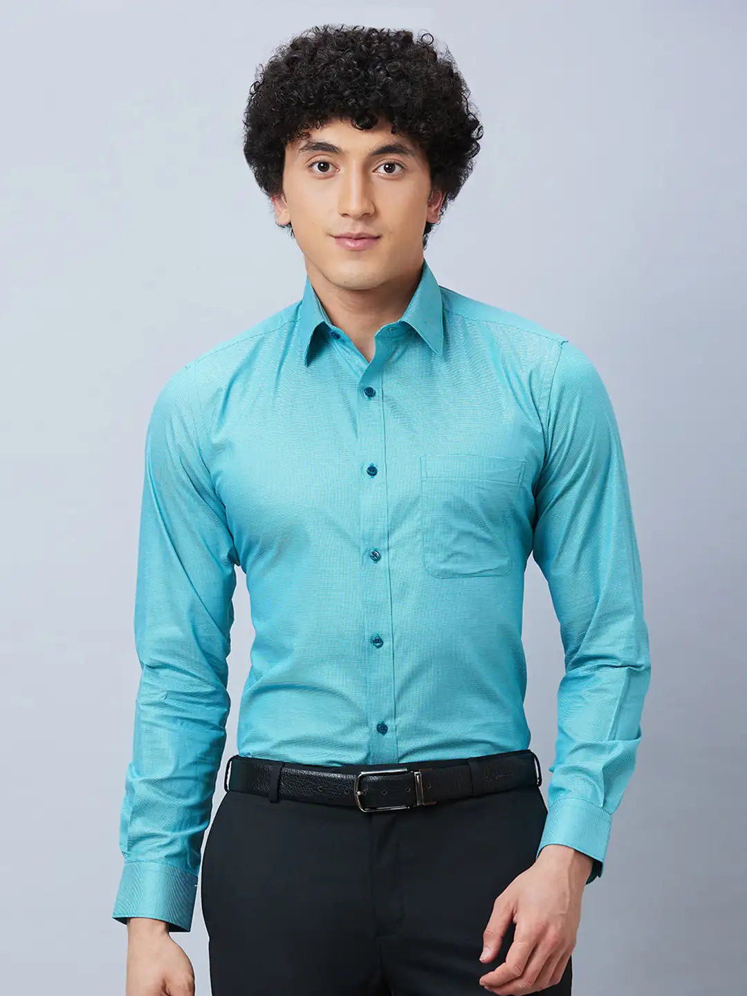 Raymond Men Grey Structure Slim Fit Cotton Shirts
