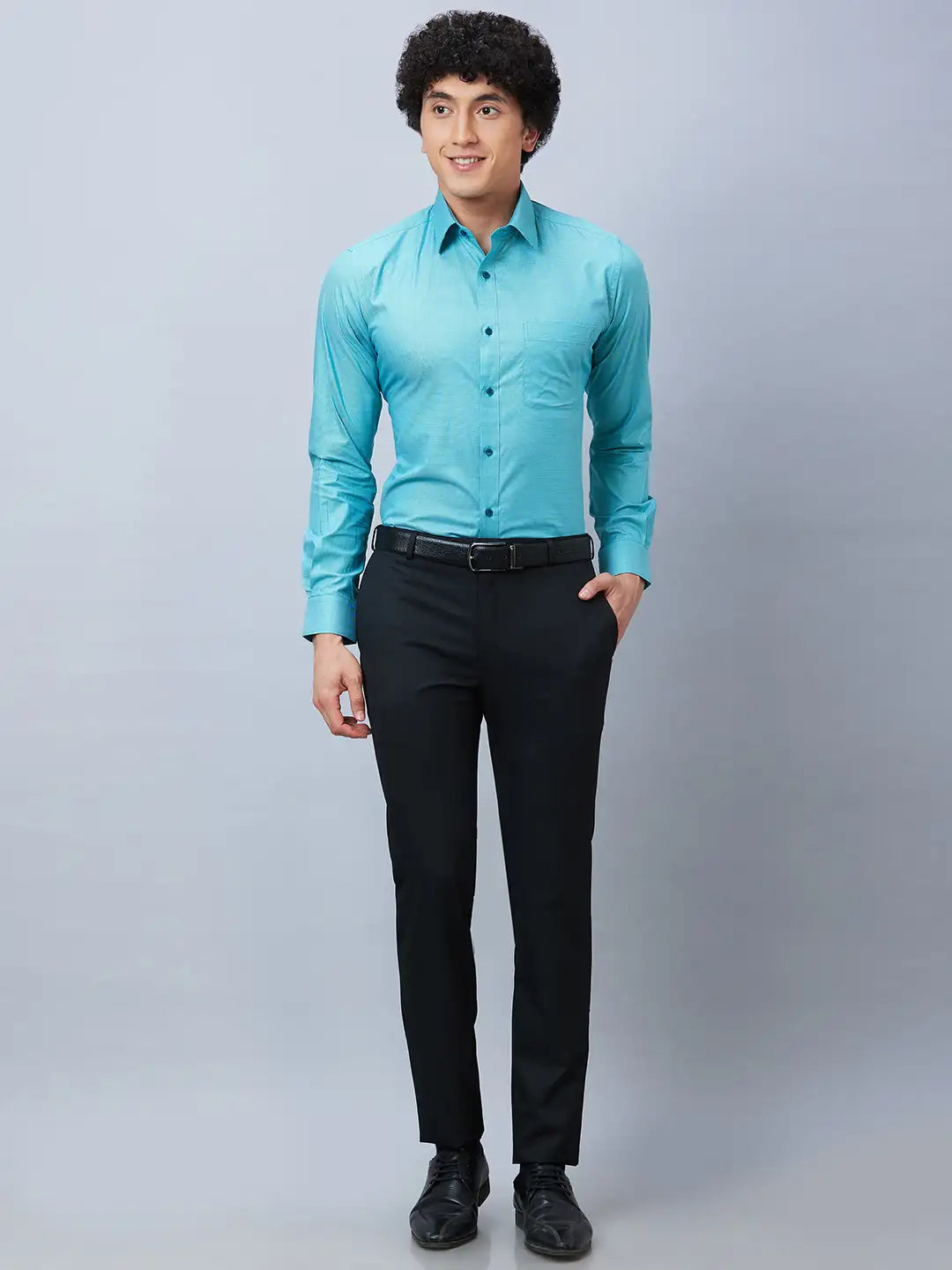 Raymond Men Grey Structure Slim Fit Cotton Shirts