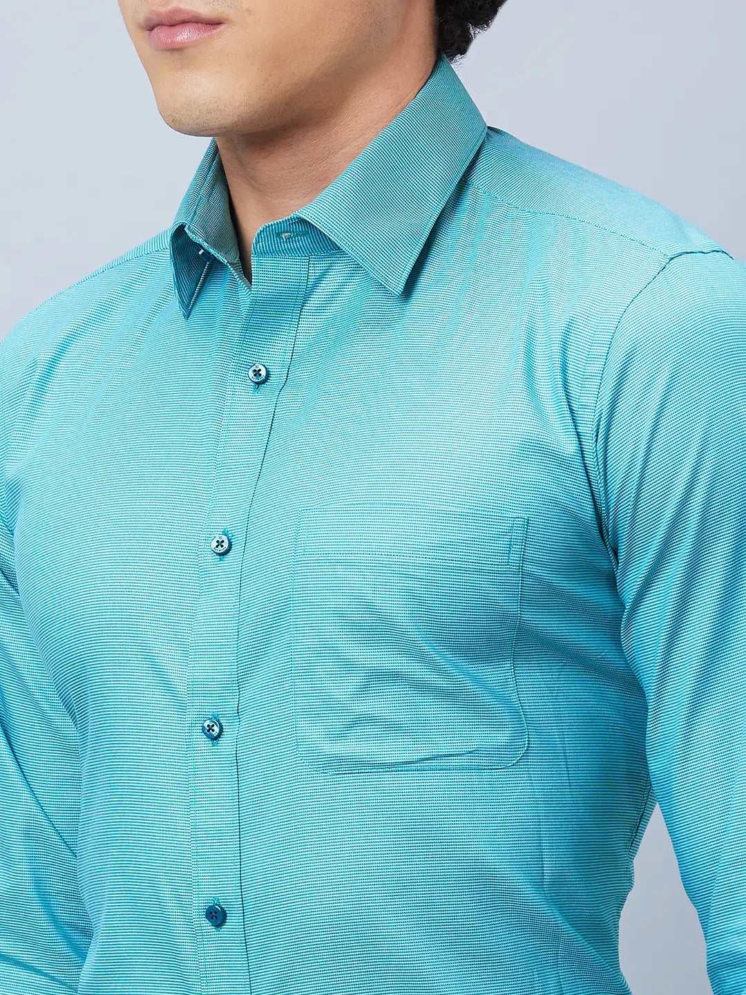 Raymond Men Grey Structure Slim Fit Cotton Shirts